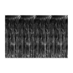 JUMBO FRINGE DOOR CURTAIN BLACK