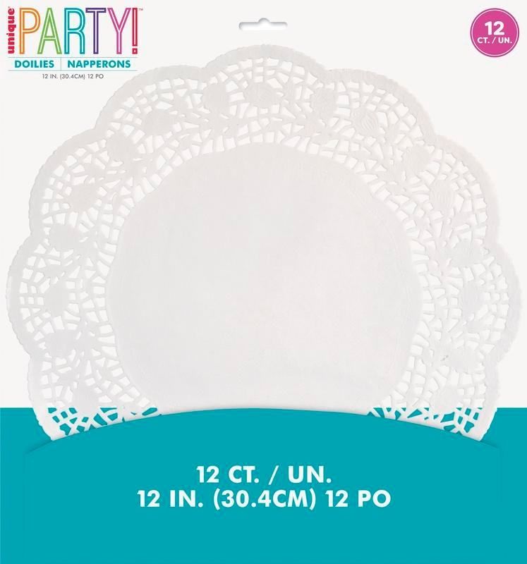 White 12in Elegant Doilies - 16 Count