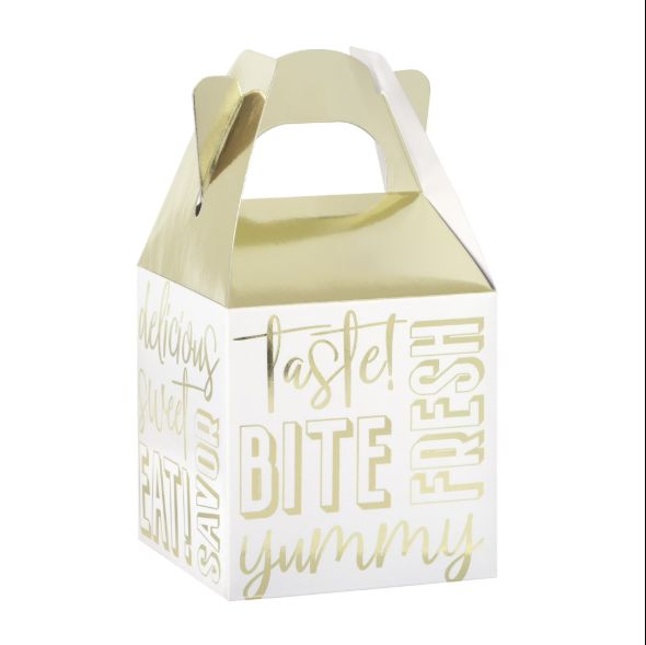 8CT GOLD METALLIC FOIL FAVOR BOXES