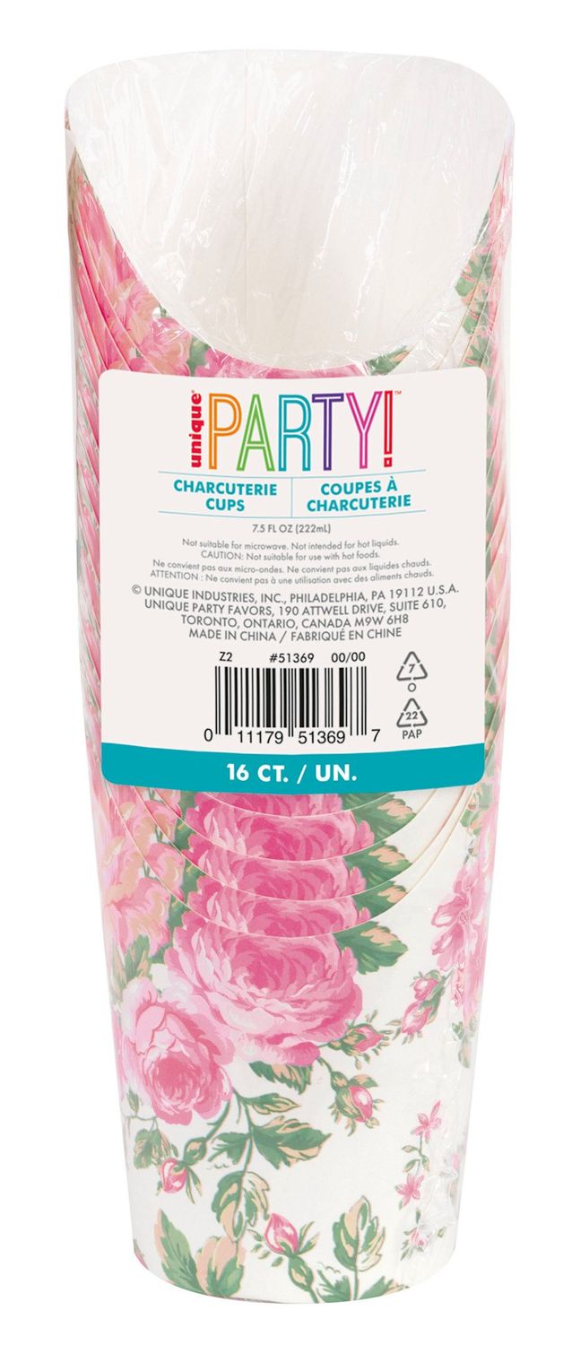 16CT 7.5oz PAPER CUPS GOLDEN GARDEN PARTY
