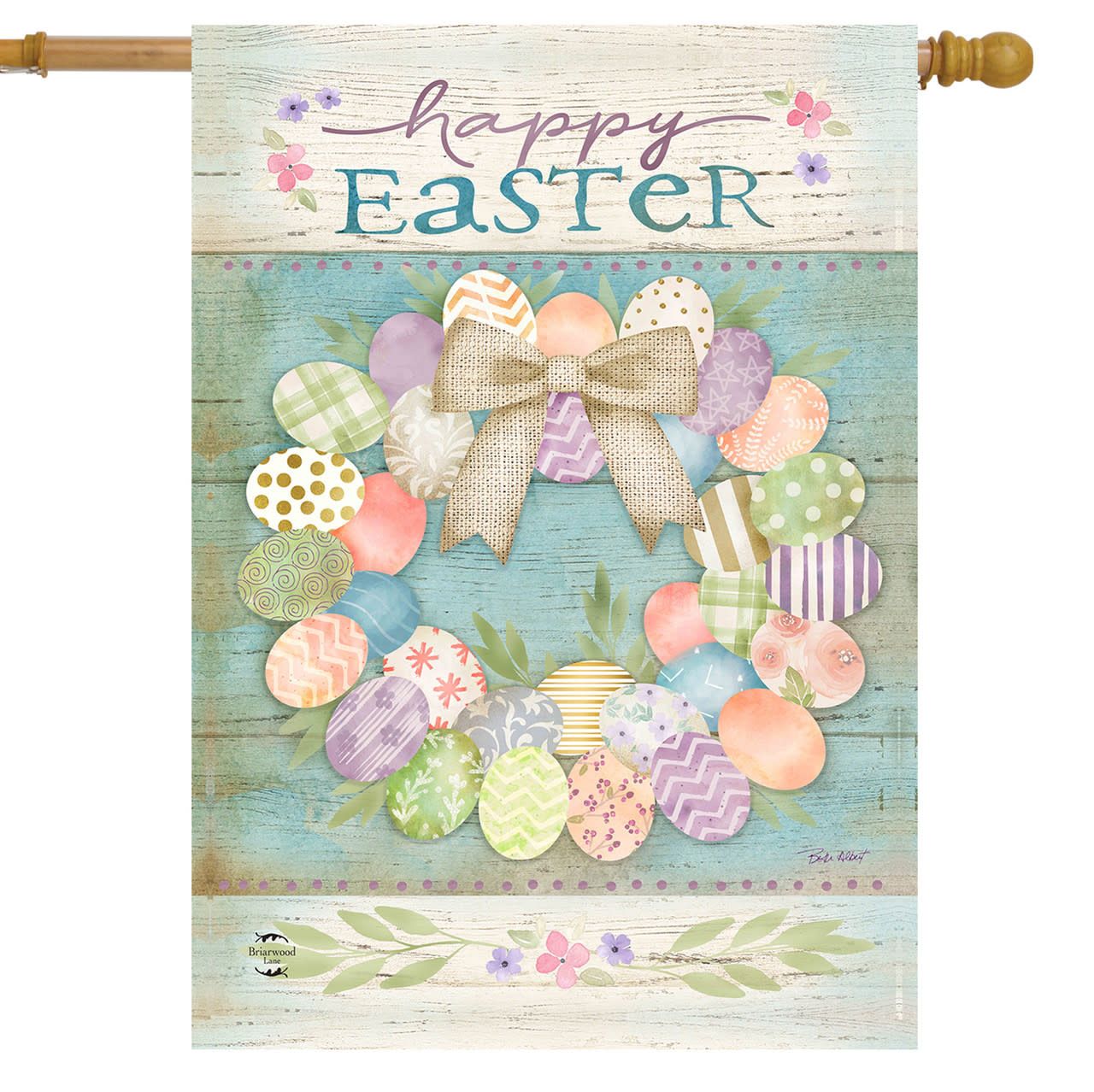 PASTEL EASTER WREATH HOUSE FLAG