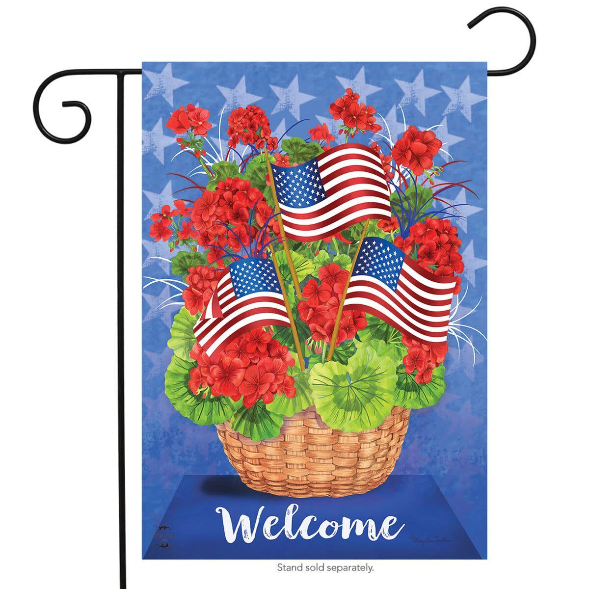 PATRIOTIC BASKET GARDEN FLAG