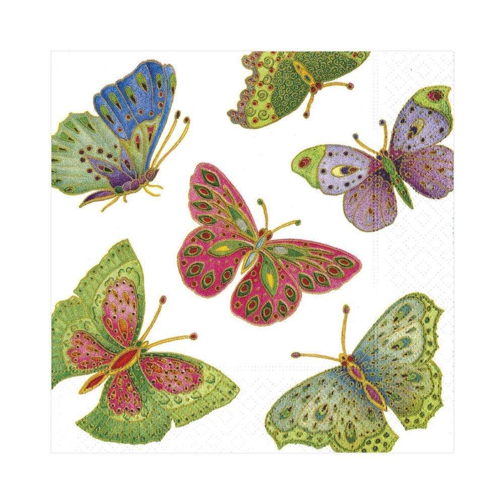 Jeweled Butterflies-Pearl Luncheon Napkins - 20 Count