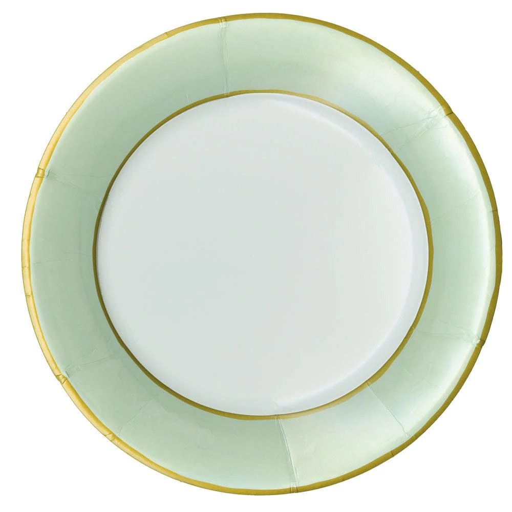 Watercolor Celadon Luxury Paper Dinner Plates - package of 8