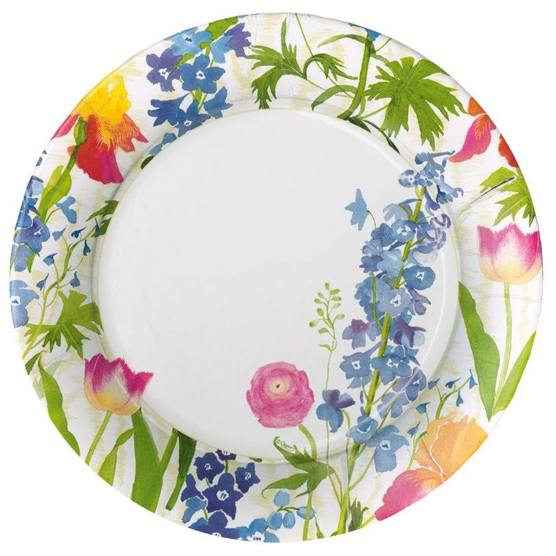 Summer Garden White Dinner Plates - 8 Count