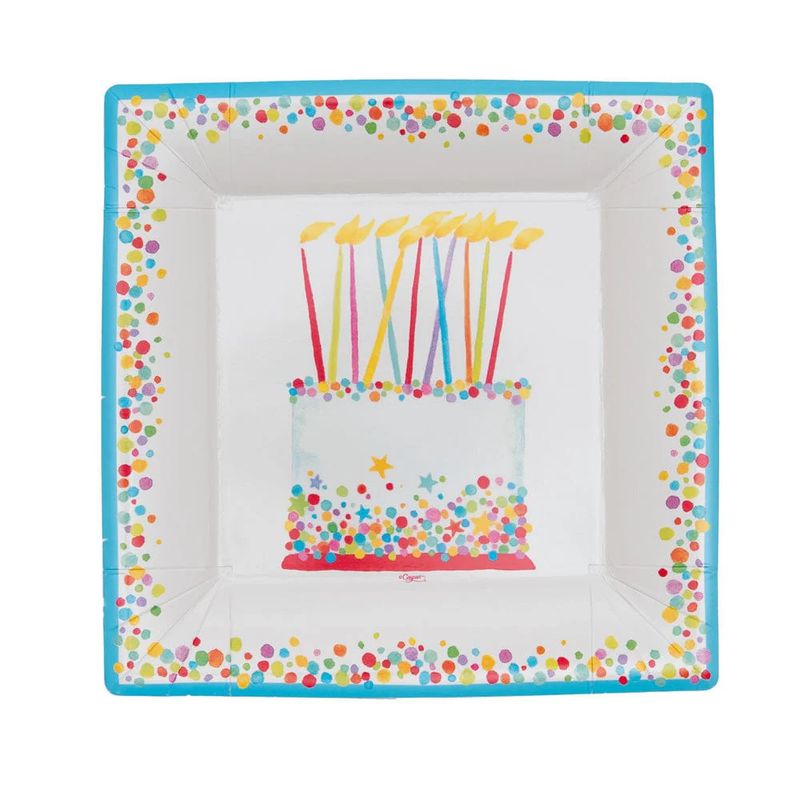 Birthday Cake Square Salad/Dessert 7in Plates - 20 Count