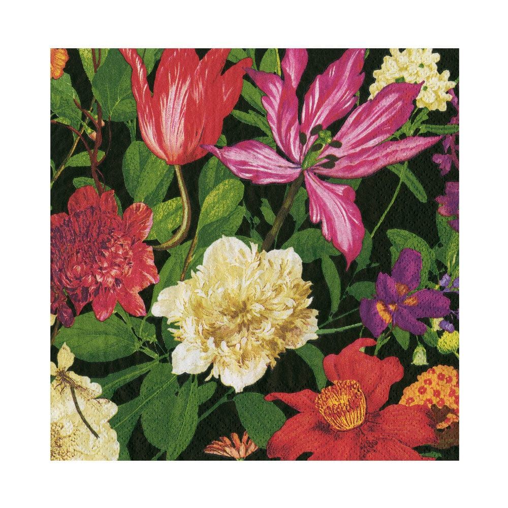 Dutch Floral Black Luncheon Napkins - 20 Count