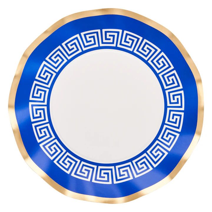 Greek Key Wavy Paper Salad 8in Plate - 8 Count