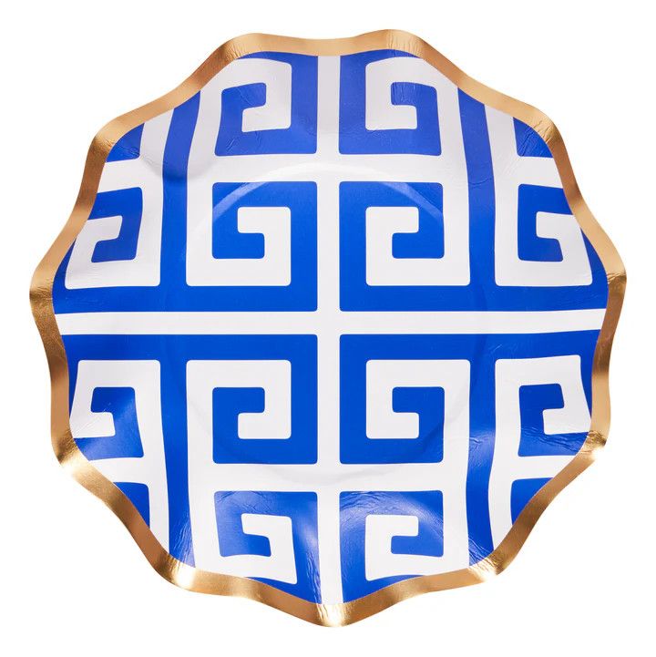 Greek Key Wavy Paper Appetizer/Dessert 6.5in Plates - 8 Count