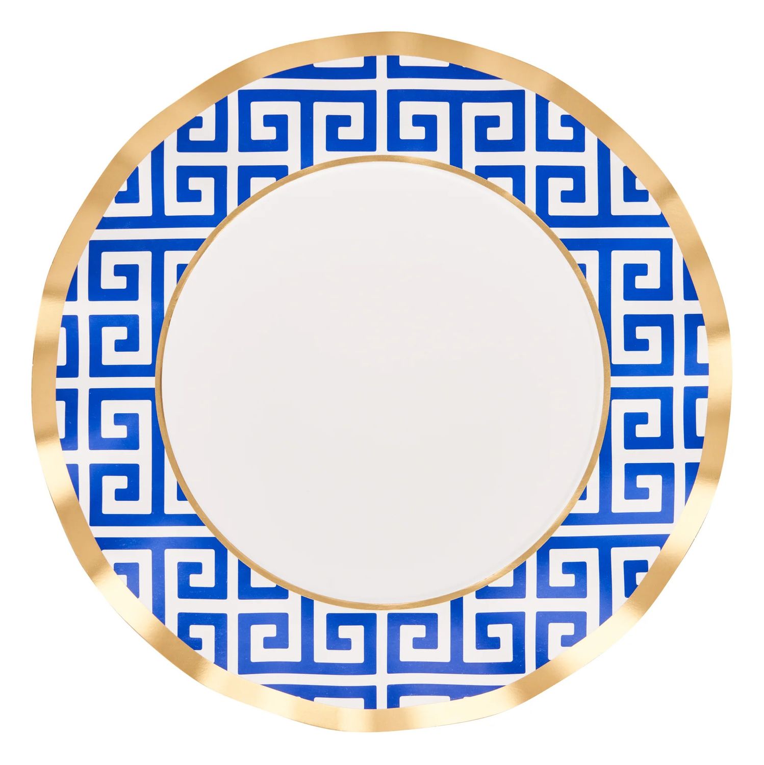 Greek Key Wavy Paper Dinner 10.5in Plate - 8 Count