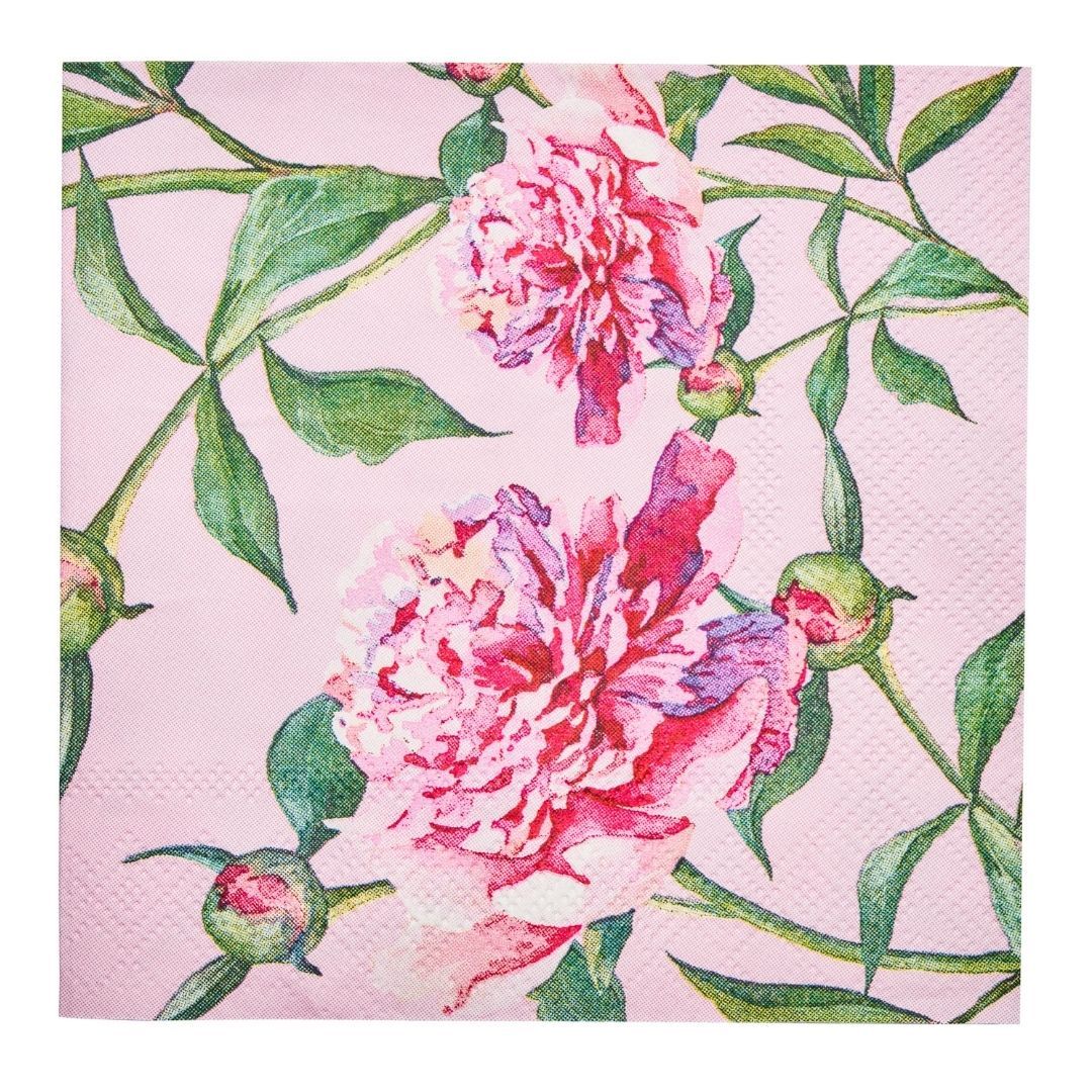 Pink Peonies Cocktail Napkin  - 20 Count