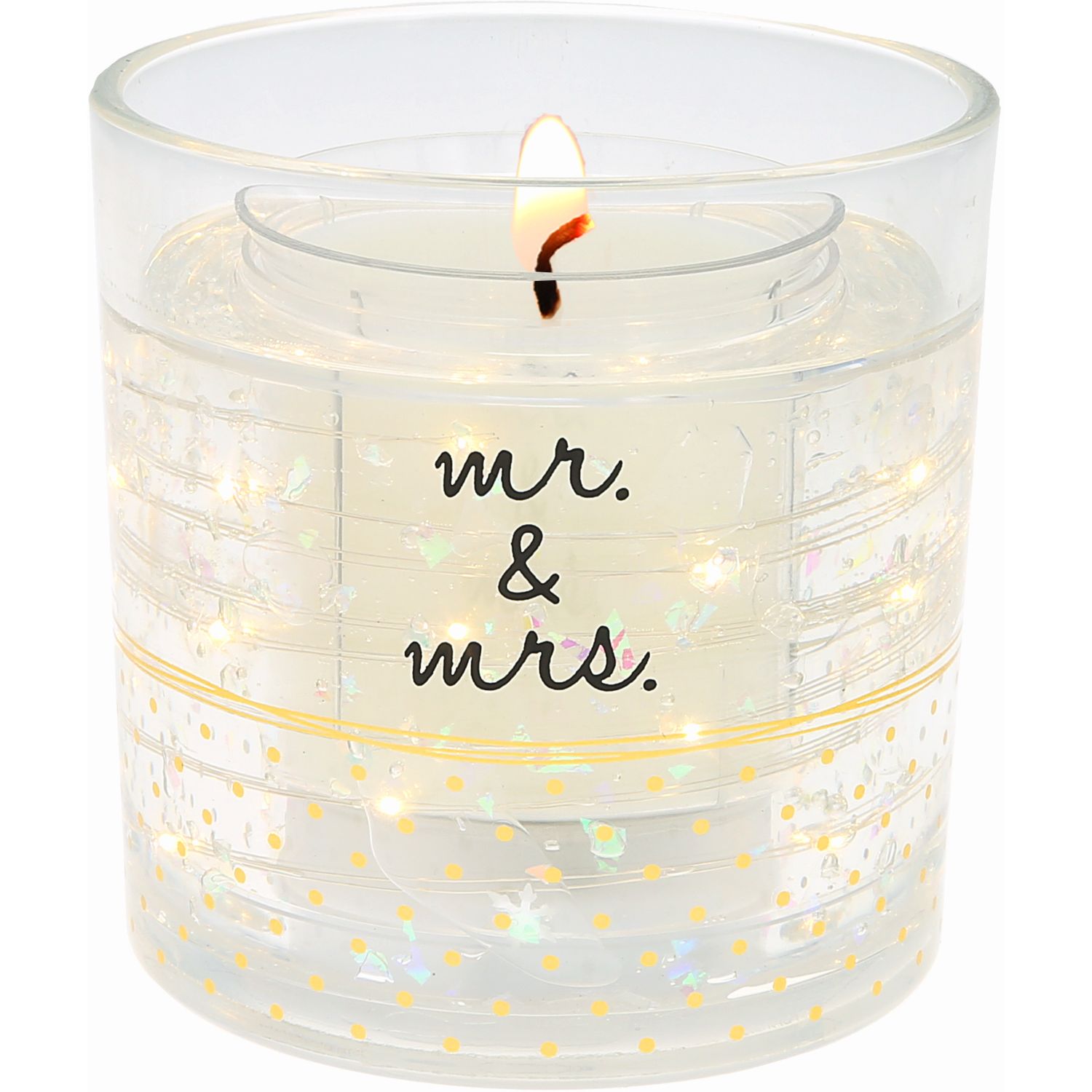Mr. &amp; Mrs. - 5 oz Refillable Soy Wax Candle with LED Accents