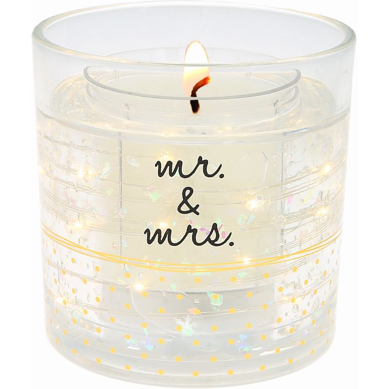 Mr. &amp; Mrs. - 5 oz Refillable Soy Wax Candle with LED Accents