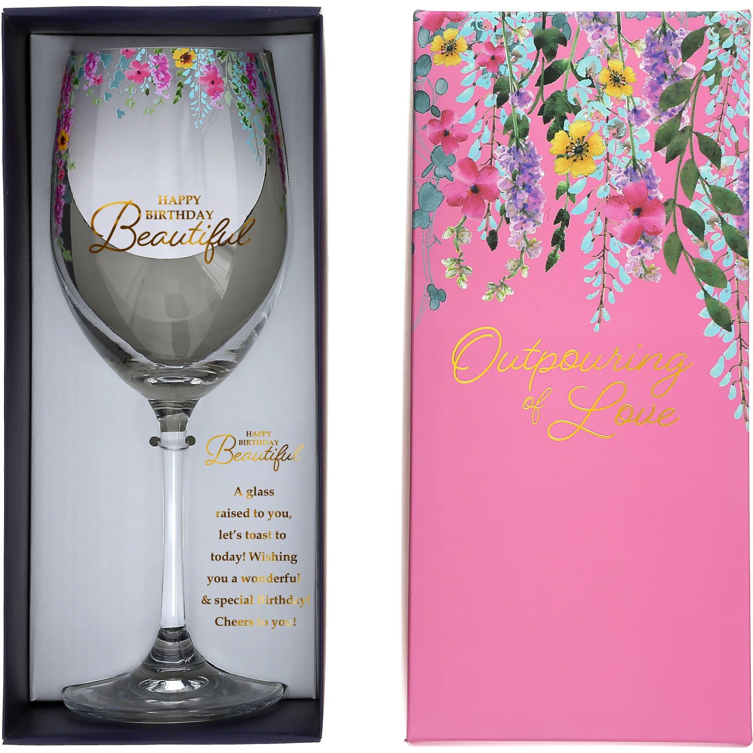 Happy Birthday - Gift Boxed 19 oz Crystal Wine Glass