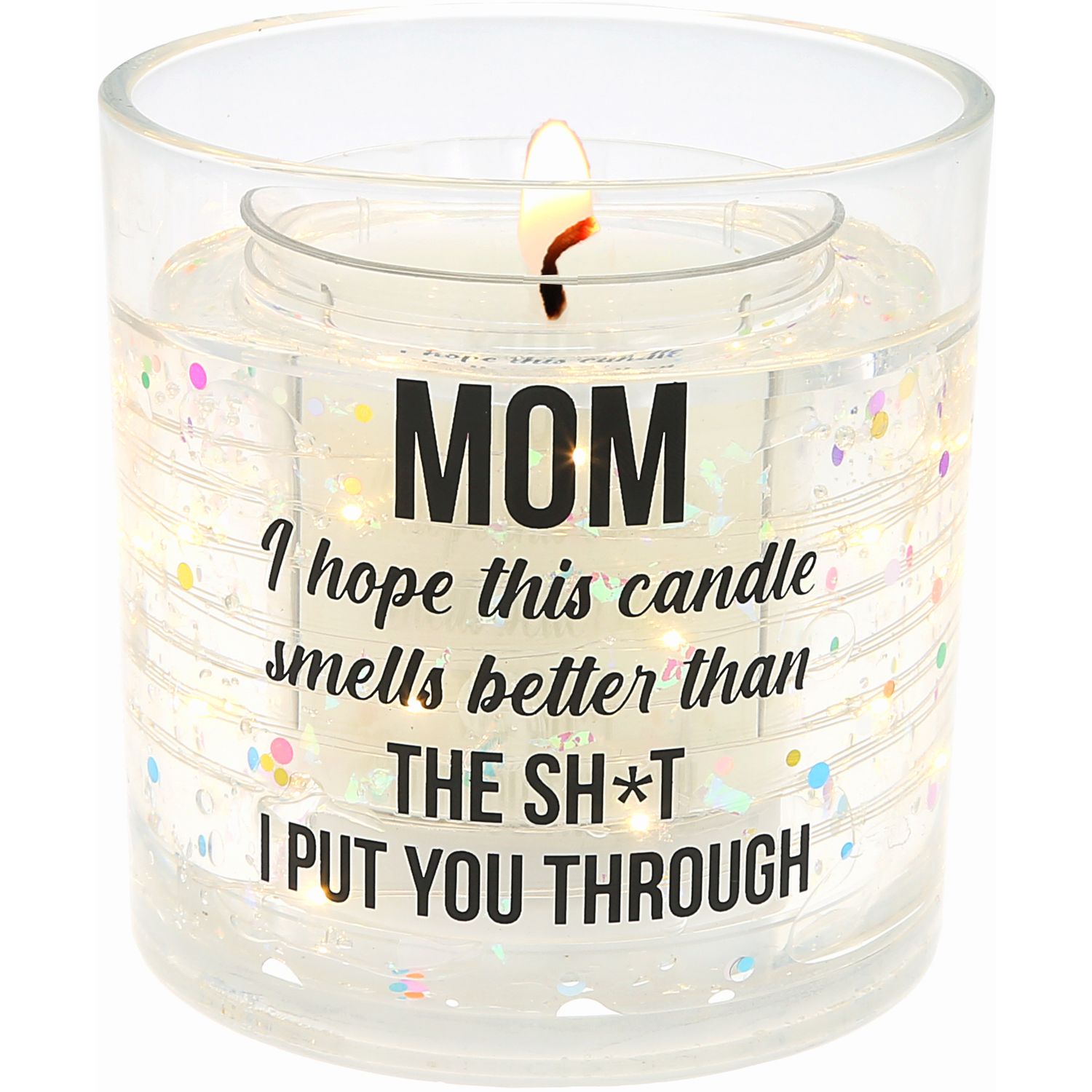 Mom's Candle - 5 oz Refillable Soy Wax Candle with LED Accents Scent: Fresh Cotton