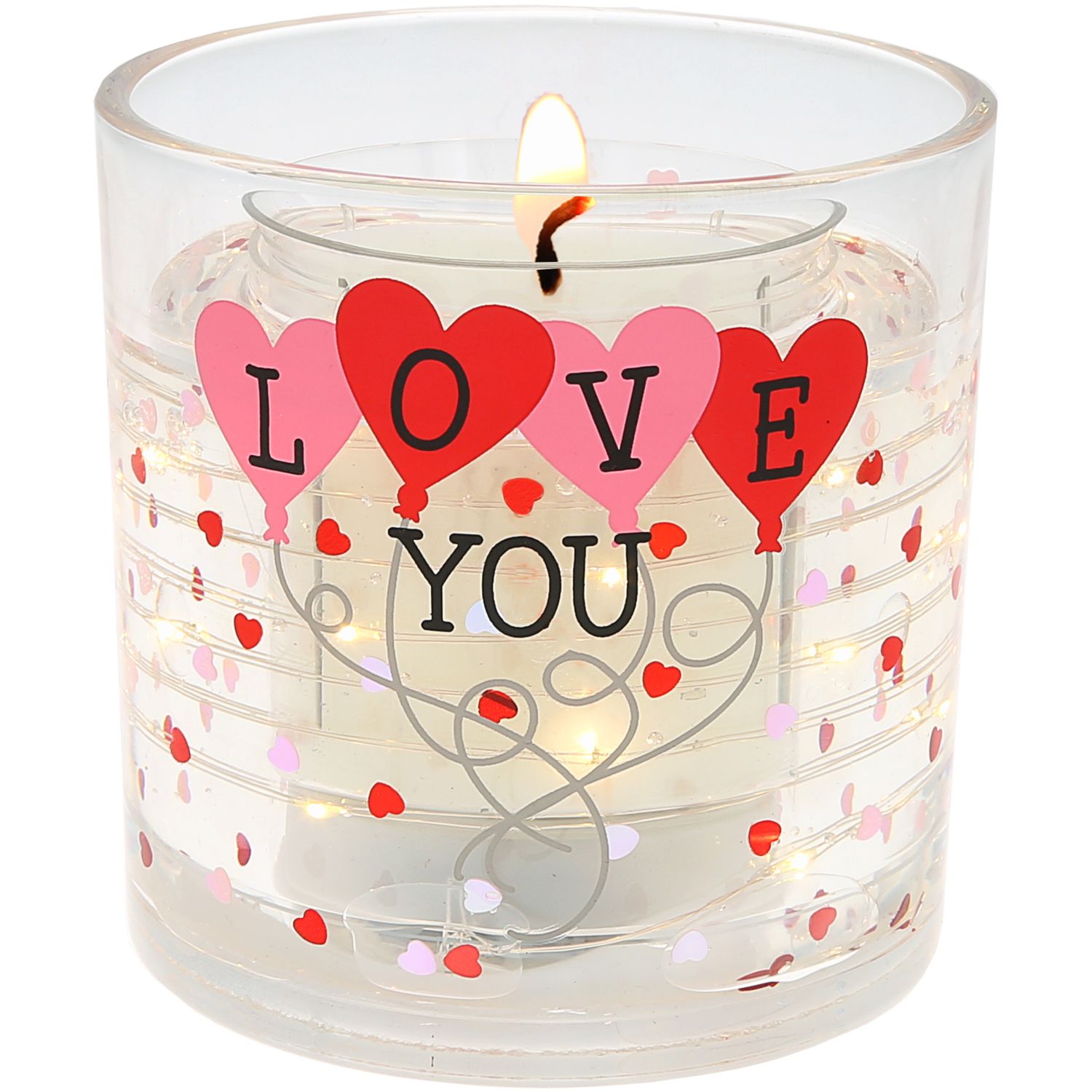 Love You - 5 oz Refillable Soy Wax Candle with LED Accents