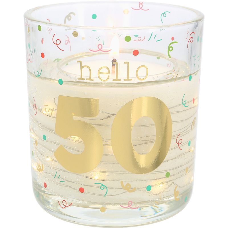 Hello 50 - 3.5 oz Candle with LED Accents
