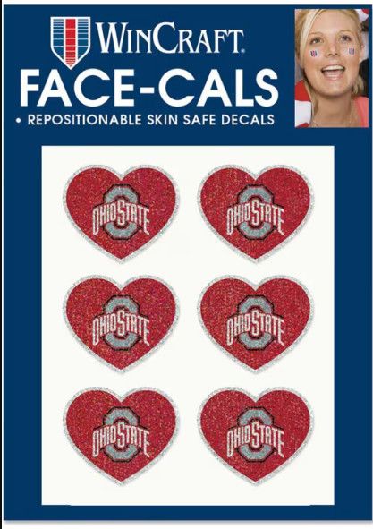 Ohio State Buckeyes Glitter Heart Tattoo - 6 Count