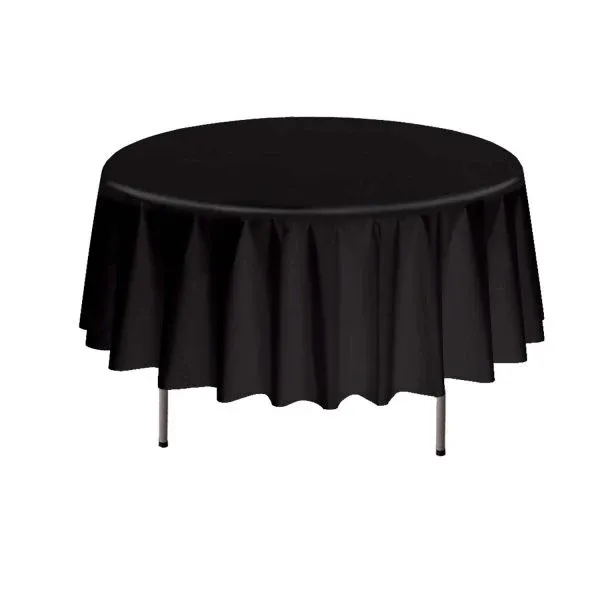 Black Round Table Cover - 84in
