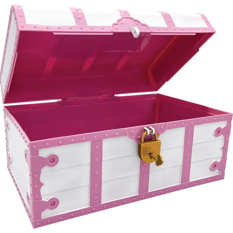 Pink and White Treasure Chest with Lock and Key
