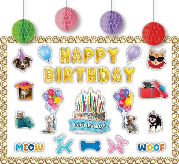 Cats and Dogs Happy Birthday Create &amp; Decorate Quick Kit