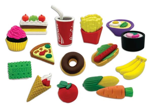 Desk Pets - Assorted Food Erasers - 40 Count