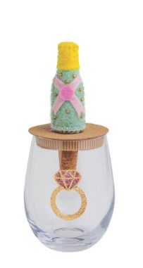 Beaded Stemless Wine Glass with Bottle Topper