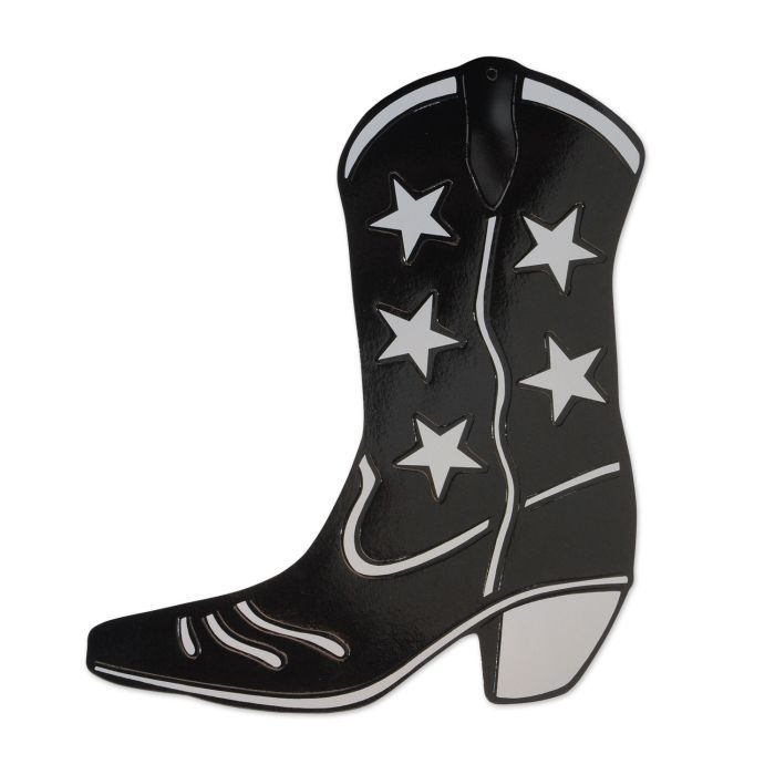 Foil Cowboy Boot Silhouette-Black