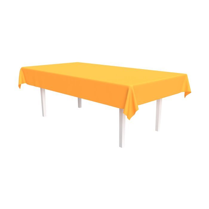 Neon Orange Plastic Rectangular Table Cover - 54in X 108in