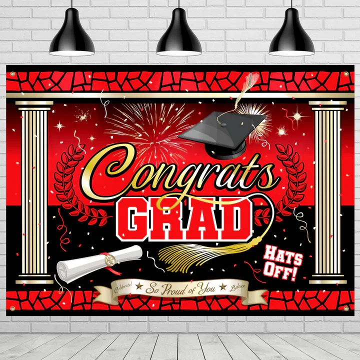 Red Graduation Backdrop