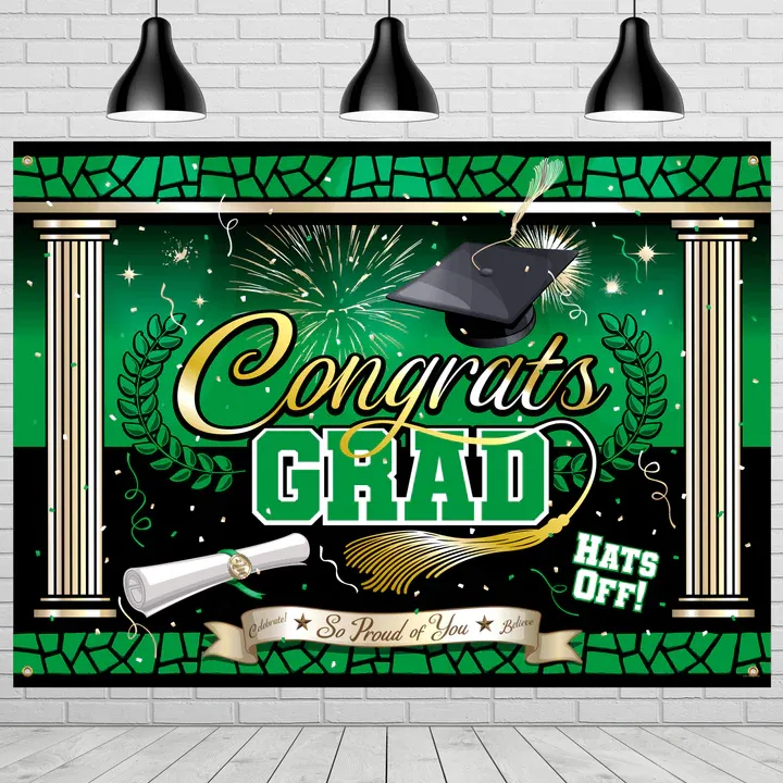 Green Graduation Backdrop