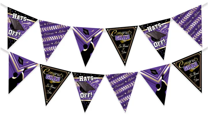 Purple Graduation Pennant Banner