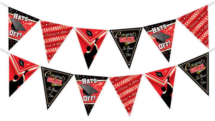Red Graduation Pennant Banner