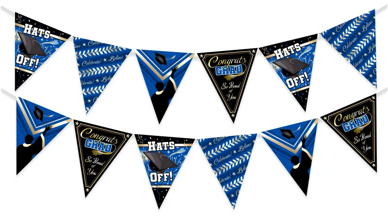 Blue Graduation Pennant Banner