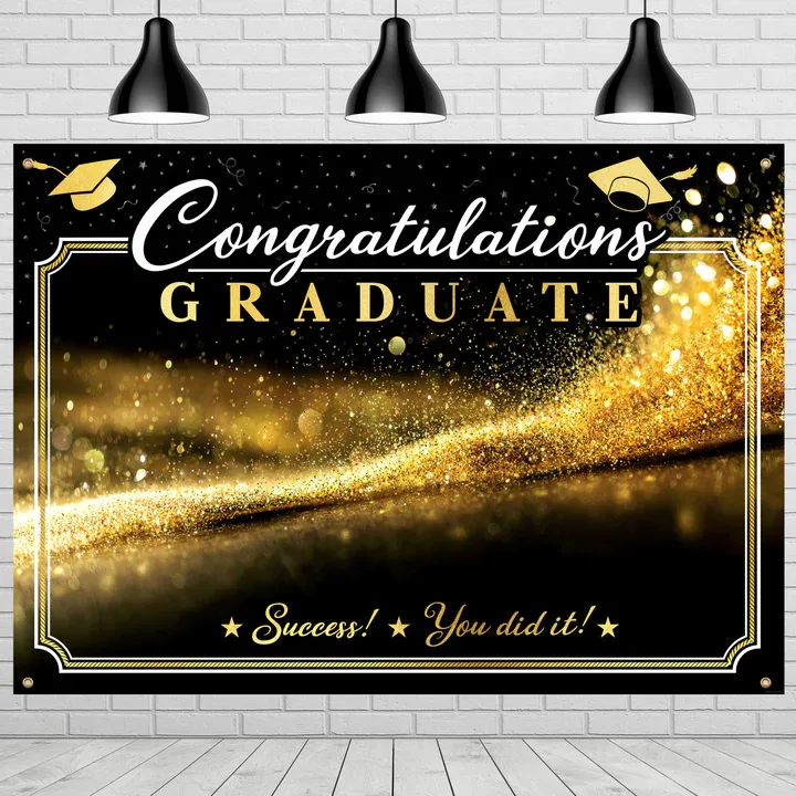Gold Graduation Backdrop