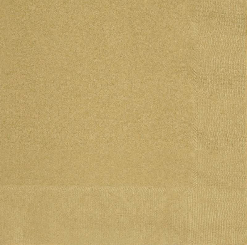 Gold Beverage Napkins - 100 Count