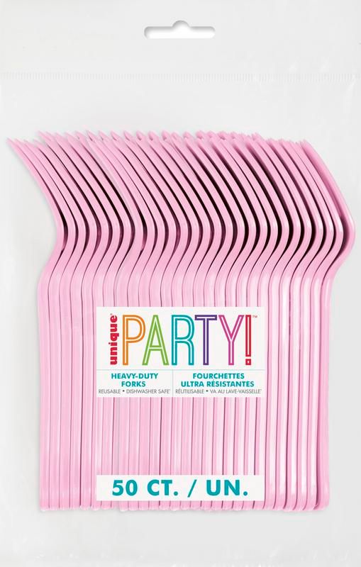 Lovely Pink Heavy Duty Forks - 50 Count