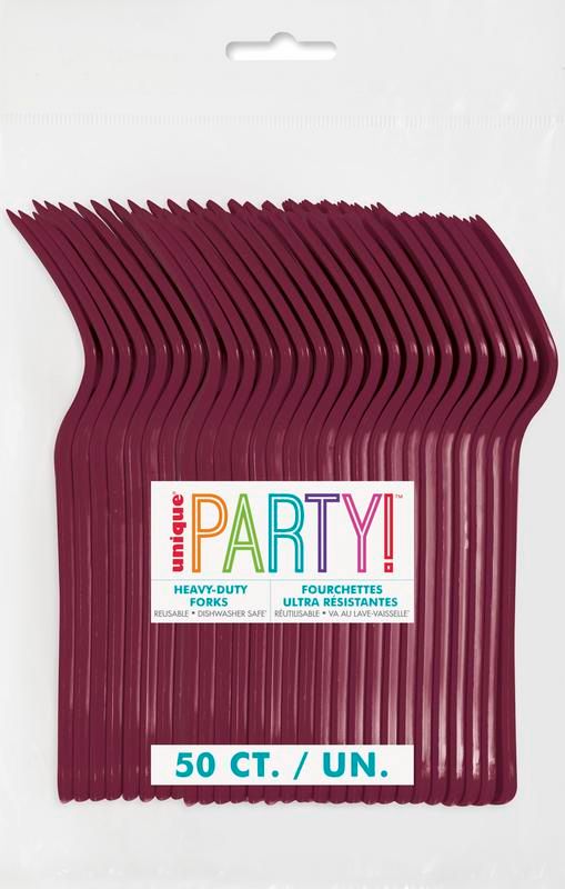 Burgundy Heavy Duty Forks - 50 Count