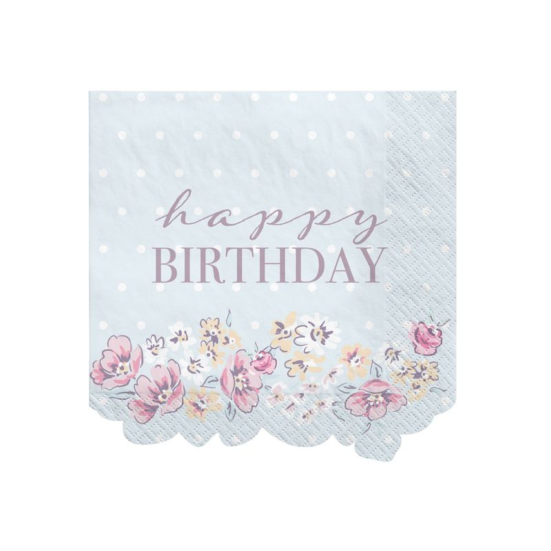 Ribbons And Roses Beverage Napkins - 16 Count