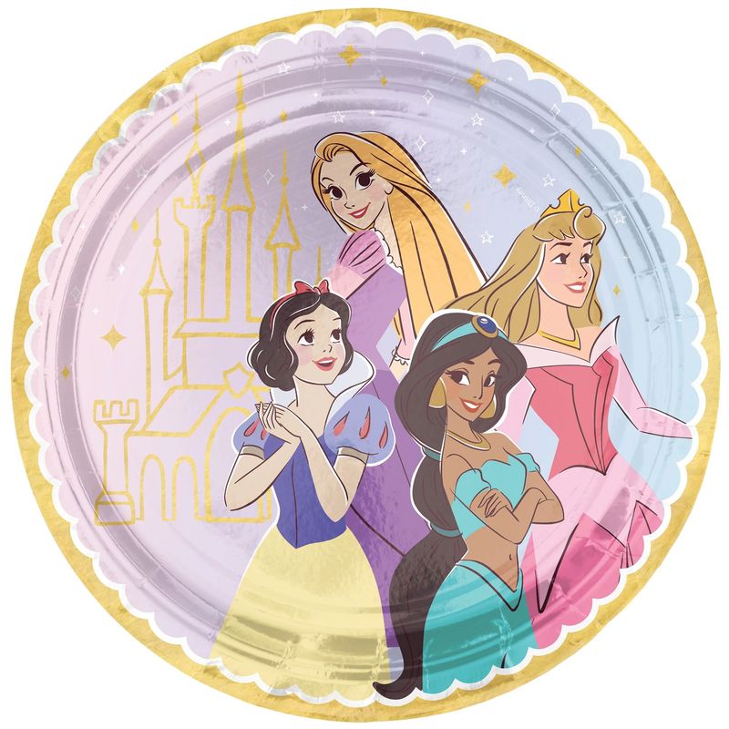 ©Disney Princess Metallic 7in Round Plates - 8 Count