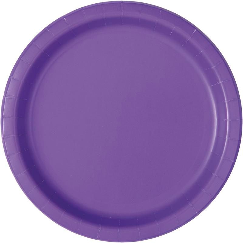 Neon Purple Paper 6.75in Plates - 50 Count