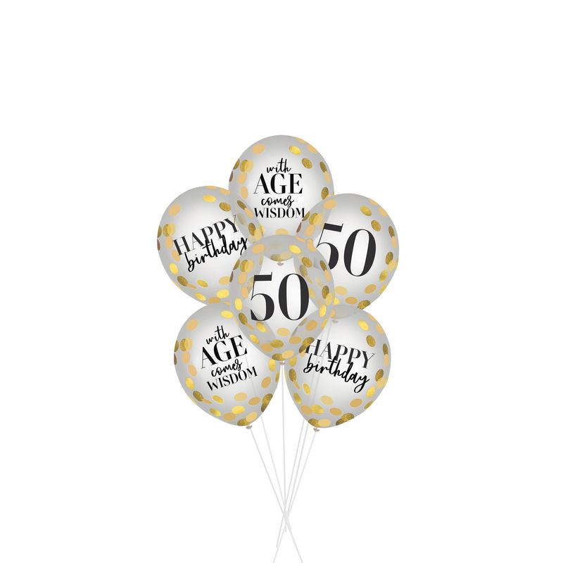 Party of The Ages Latex Confetti Balloon - Fifty