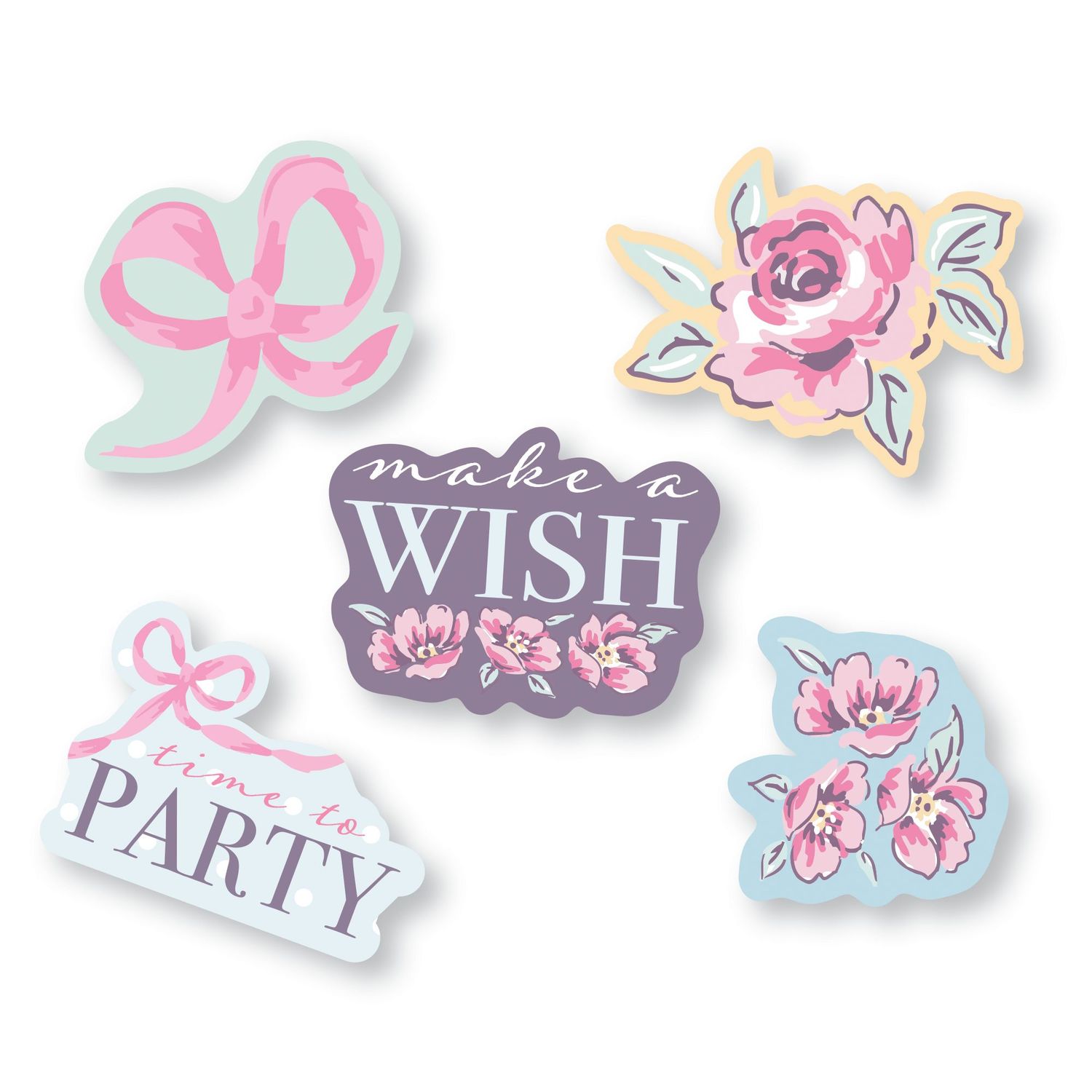 Ribbons And Roses Stickers Decals - 5 Count