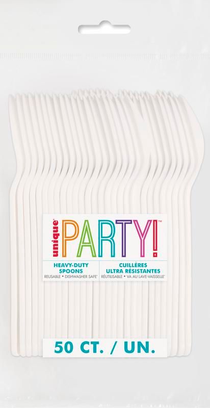 White Heavy Duty Spoons - 50 Count