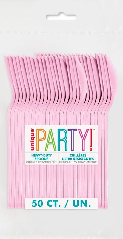 Lovely Pink Heavy Duty Spoons - 50 Count