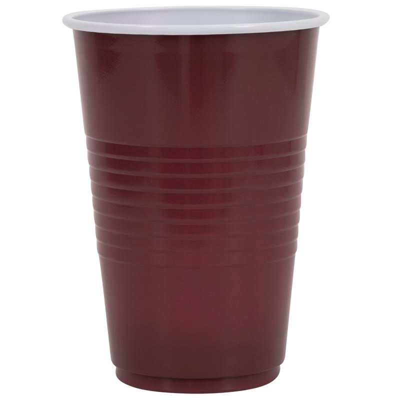 Burgundy Plastic 16oz Cups - 50 Count