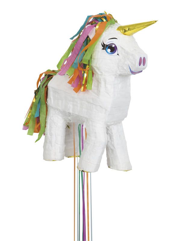 White Unicorn 3-D Pull Pinata