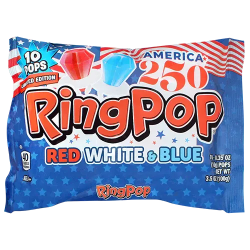 Ring Pop Red White &amp; Blue 10 count 3.5 oz. Bag