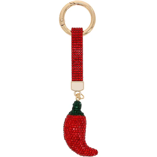 Chili Pepper Gemmed Bag Charm / Key Chain