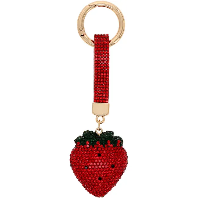 Strawberry Gemmed Bag Charm / Key Chain